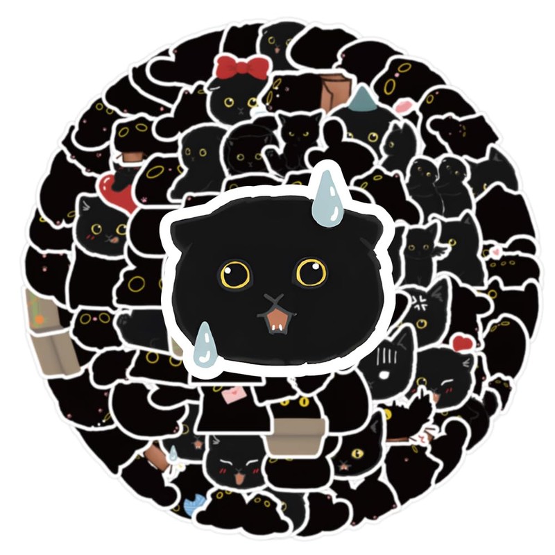 100pcs Cute Black Cat Stickers Kawaii Small Stickers Decorative Masking