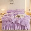 HAIHUA Lavender Fluffy Comforter Set, Fluffy Plush Shaggy Duvet Cover