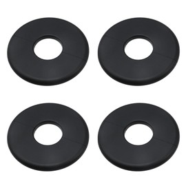 LC LICTOP Wall Split Flange Escutcheon Plate for 1.3 Inch Pipe, ABS Round Faucet Cover, 3.74 Inch Self-Adhesive Pipe Cover, Water Pipe Wall Hole Decoration for Laundry Bathroom Kitchen, 4Pcs Black