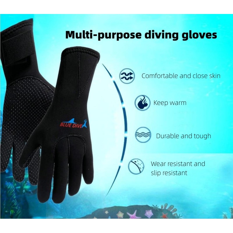 EXCEREY 3MM Surf Snorkeling Gloves Float Gloves Swimming Gloves Neoprene