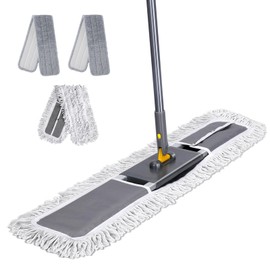 Masthome 36" Commercial Mop, Heavy Duty Industrial Floor Mop with 3 Microfiber Pads, 60" Adjustable Large Dust Mop,Wet Dry Flat Mops for Office Garage Warehouse Factory Mall