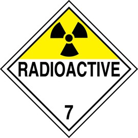 Accuform MPL701VP1 Plastic Hazard Class 7 DOT Placard, "Radioactive 7" with Graphic, 10-3/4" Width x 10-3/4" Length, Black on Yellow/White