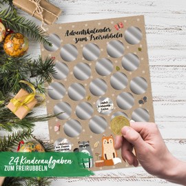 Papierdrachen Advent Calendar with Scratch Fields - Christmas Tasks - 2 DIN A4 Sheets with 24 Squares Each with Tasks for a Beautiful Advent Season - Set 3