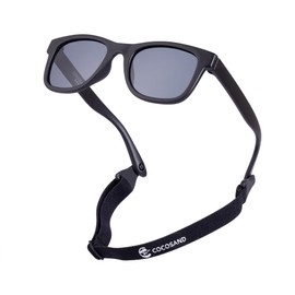 COCOSAND Flexible Baby Sunglasses with Strap Polarized UV Protection for Toddlers Infant Kids Newborn Boy Gril, Matte Black with Grey Lens