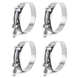 QWORK 3" T-Bolt Hose Clamp Stainless Steel, Working Range 83mm-91mm for 3" Hose ID, Turbo Intake Intercooler Clamp, 4 Pack