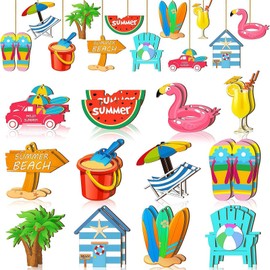 Tivleed 12pcs Seaside Decorations Beach Themed Party Decorations Wooden Ornaments for Summer Party, Summer Decorations Decorations for Home Birthday Weddings Props Luau Seaside Accessories Supplies