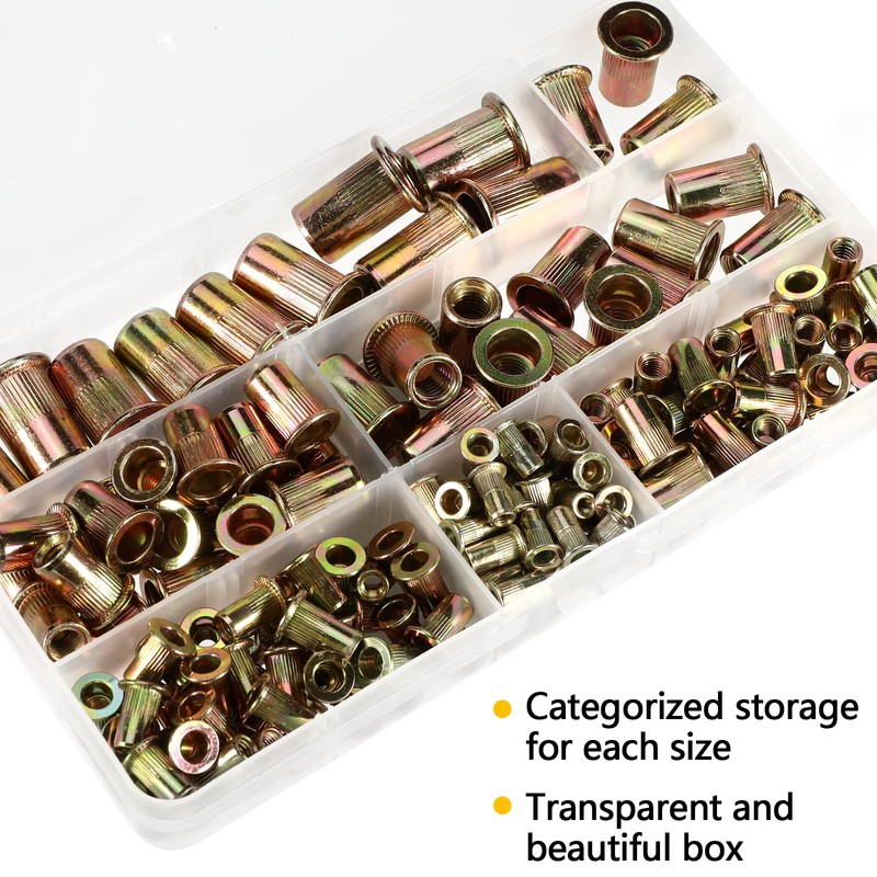 165 Pieces Rivet Nuts Set Thread Rivets M3 M4 M5