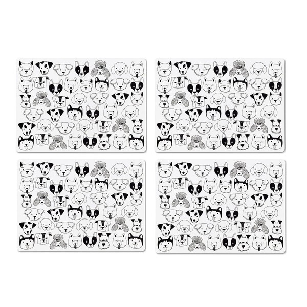 Abbott Collection Home Simple Dog Faces Placemat - 4 Pack