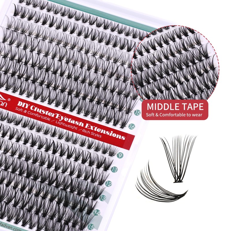 FADVAN False Eyelash Clusters 280pcs 20D+30D Blend 9-16mm Volume DIY