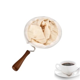 Taicols Coladores de Filtro de café de Tela, Filtro de café Hecho a Mano, filtro de tela para cafe hecho, Mano de Tela de Franela Lavable Reutilizable con de Madera