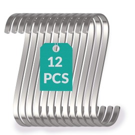 12 Small S Hooks Stainless Steel Flat 8 cm - Maximum Load 25 kg - Rustproof S-Hooks for Hanging