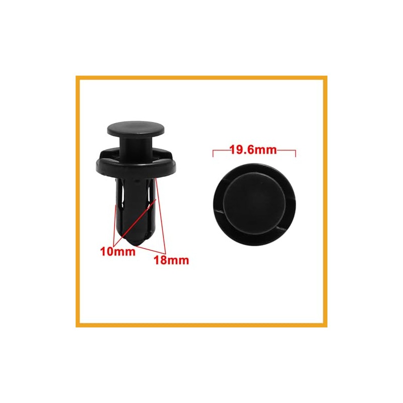 Partuto 10pcs 10mm Hole Black Car Fender Bumper Plastic Rivet