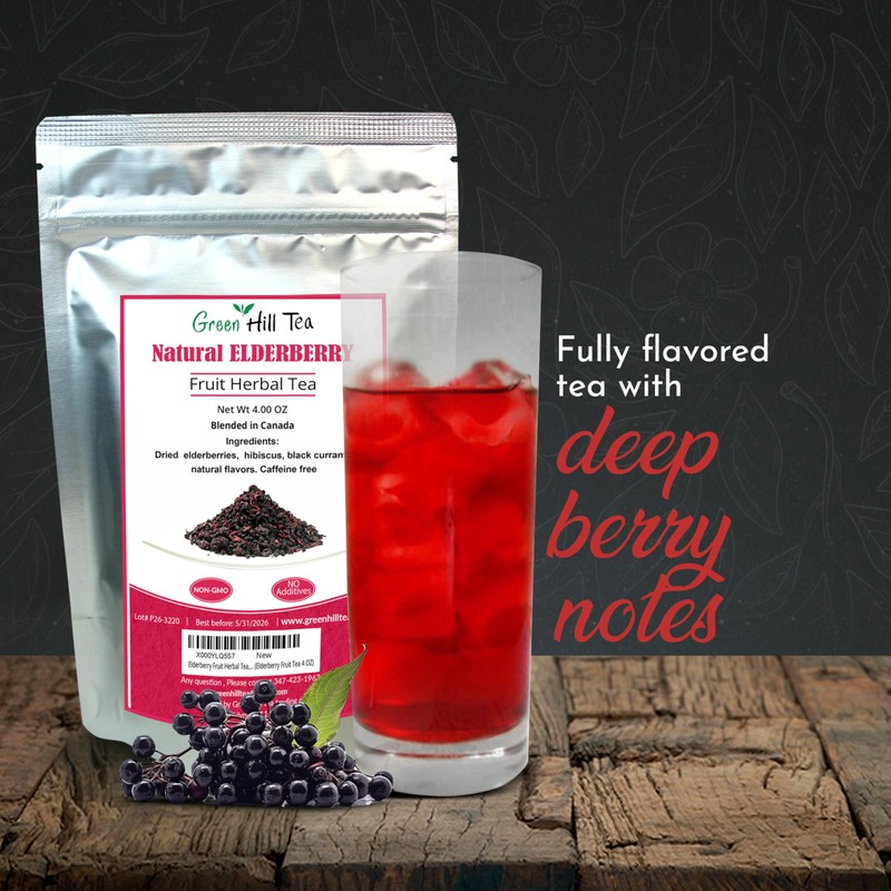 Green Hill Tea Elderberry Herbal Tea - Fruit Herbal Tea