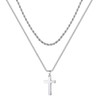 Myrnaist Necklace Cross Chain Women's Stainless Steel Layered Cross Chain Men with Removable Cross Pendant Hypoallergenic Fashion Jewellery Gifts for Boyfriend Boys Women and Girls, Stainless Steel