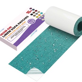 JCATTC Iron-On Couch Repair Kit, Linen Fabric Patch, Waterproof, Permanently Adheres to Sofa and Decorative Indoor and Outdoor Furniture Surfaces,4.1X65 Inch, Light Blue