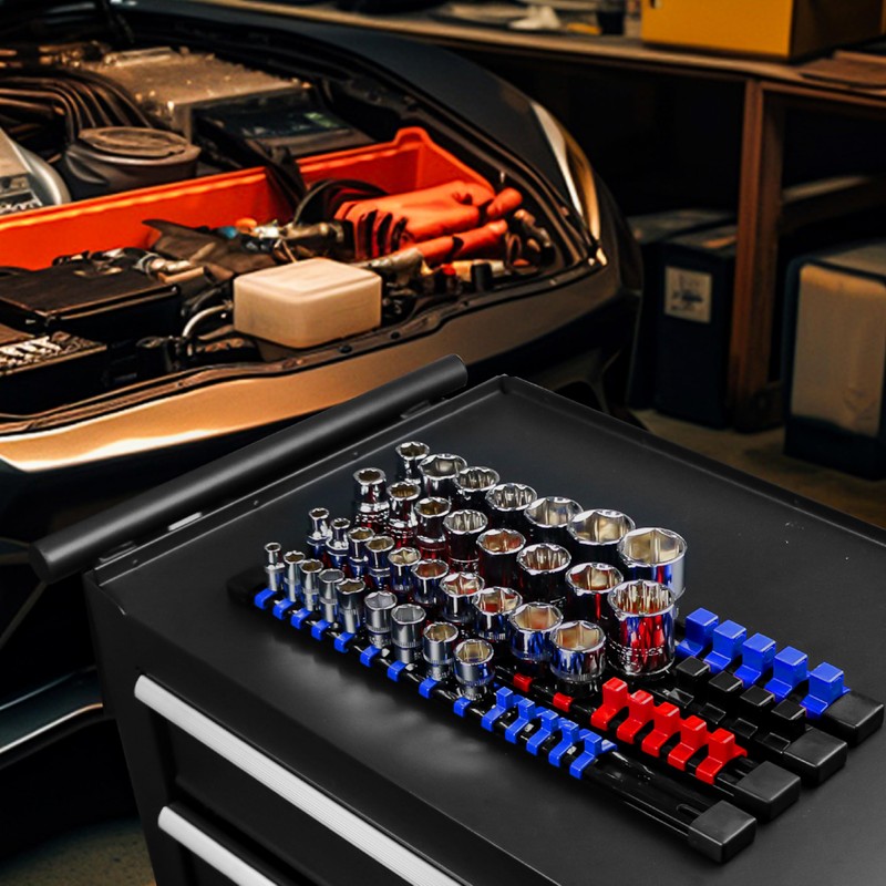 AMM 9-Piece Socket Organizer, 1/2 inch, 3/8 inch and 1/4