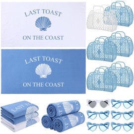 Hahafelt 18 Pcs Last Toast on The Coast Beach Bachelorette Party Gifts Bridesmaid Bachelorette Party Gifts with Jelly Bags Beach Towels Heart Shaped Sunglasses for Women Wedding Bridal