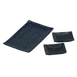 Minoru Pottery Lightweight Shogi Pottery & Small Plate Set, Indigo