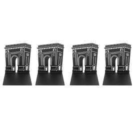 4 Pcs Metal Bookends Anti Slip Exquisite Unique Design Black Portable Decorative Bookends Desktop Book Ends Triumphal Arch