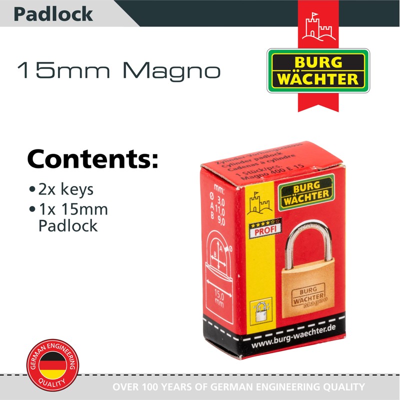 Burg Wachter Magno 15mm Travel Brass Padlock