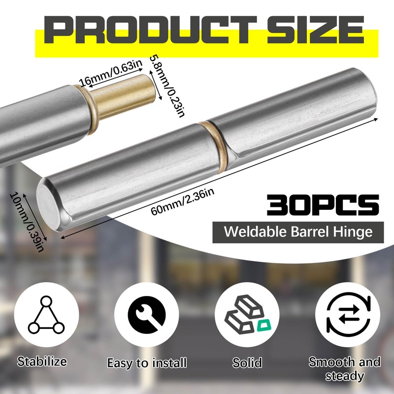 Yaocom 30 Pack Weld on Bullet Hinges 2-1/2" x 3/8"
