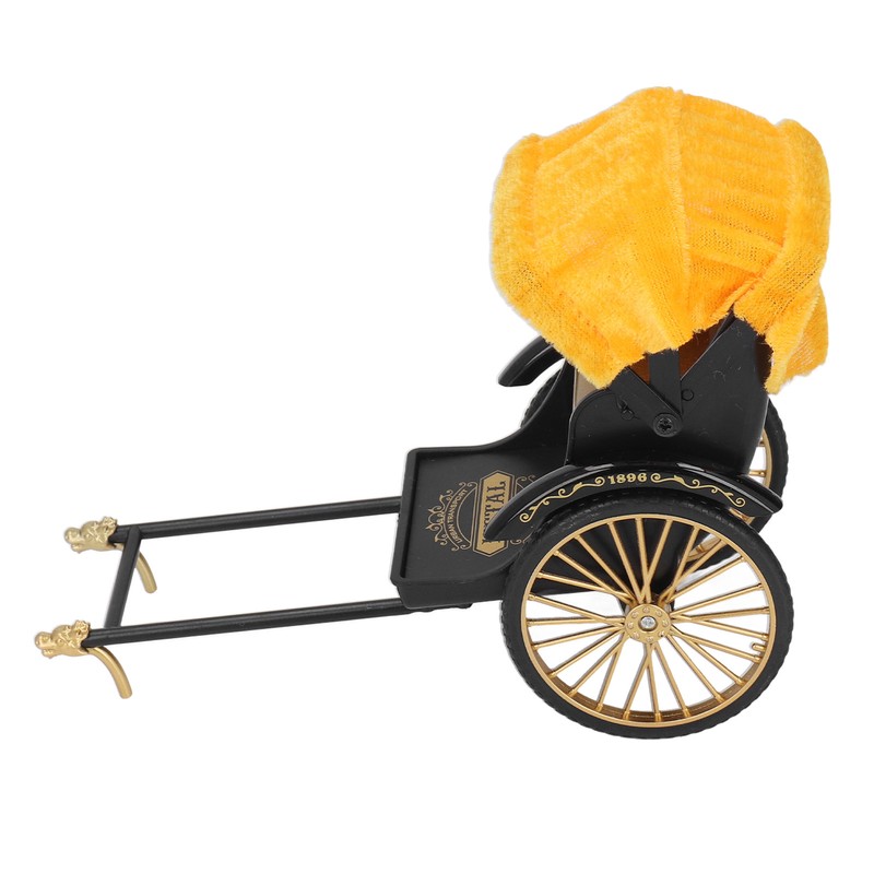 Retro Rickshaw Model Exquisite Details Nostalgic Alloy Simulation Rickshaw Toy
