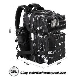 LHI Tactical Military Backpack for Men and Women 25L Army Assault Pack Bag Large Rucksack with Molle System - Black Lightning