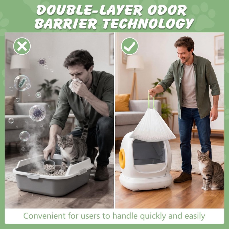 140 Cat Litter Box Liners For Meowant Mw-Sc01/Sc02/Sc09, Drawstring