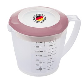 Westmark Helena 3105227P Mixing Jug / Measuring Jug with Splash Guard, Lid and Spout, Plastic, Capacity: 1.4 Litres, Transparent/Pink, 1 - Pack