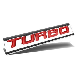 Chrome Finish Metal Emblem Turbo Badge (Red Letter)