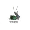925 Sterling Silver Genuine Marcasite Turquoise Squirrel Pendant Necklace –