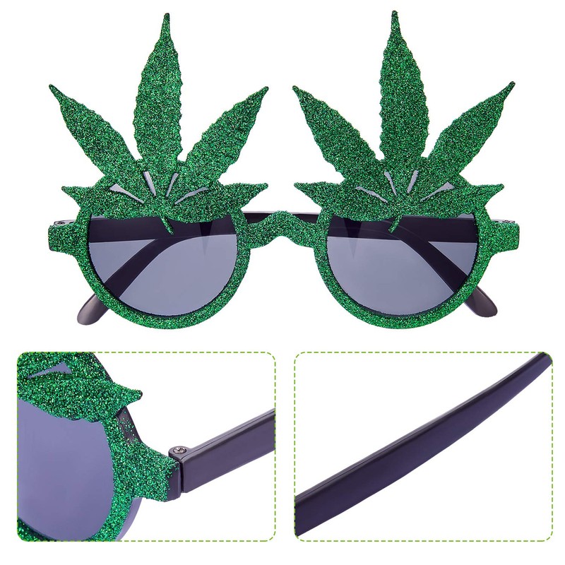 5 pares de gafas de marihuana con purpurina para disfraz