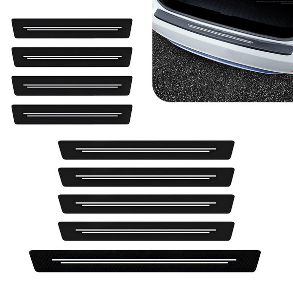 Zeathery 9 PCS Car Door Sill Protector Pads, Scratchproof Carbon