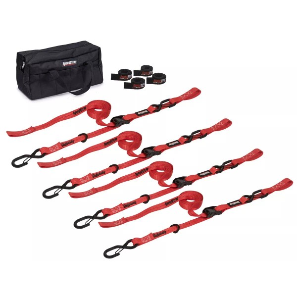 SpeedStrap Heavy Duty 1″ Red Strap Cam-Lock Tie-Down Kit For