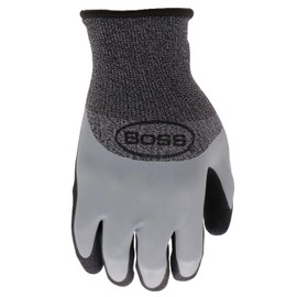 Boss Men's Tactile Barrier Dual Layer Latex Coated Work Gloves, Water Resistant, Superior Grip, Tear Resistant, Gray/Black, X- Large (B32021-XL)