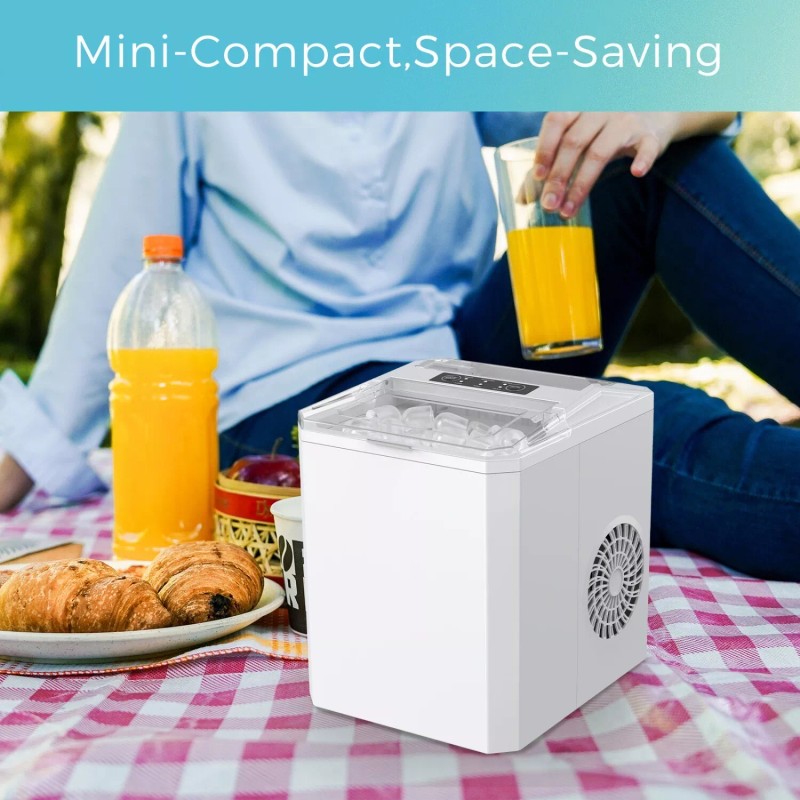 NEWBULIG Portable Countertop Ice Machine,Self-C - White