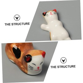 Alipis 6 Piezas Resto De Palillos De Cerámica Gatito Soporte Para Palillos Gatito Almohadas Decorativas Cucharas Chinas Soporte De Cerámica Para Palillos Estante Para Cubiertos Vajilla