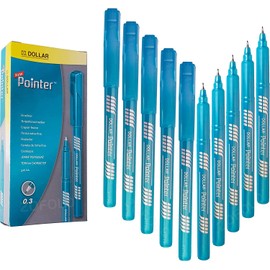 DOLLAR Fineliner Pens, TURQUOISE, 0.3mm Ultra Fine Felt Tip, Pack of 10, Precise Writing, Write Draw Sketch Colour Mark Fine Line Pens