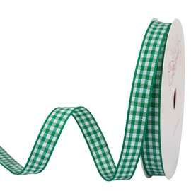 Zofrud Emerald Green Gingham Ribbon Checkered Plaid Ribbon - 9mm x 9 Meters - Ideal for Gift Wrapping, Baking Crafts, and Party Decorations
