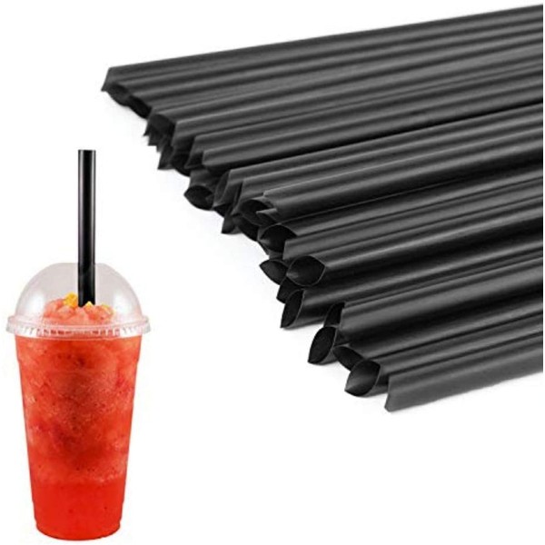 Houseables Milkshake Straws, Large Straw, 10.5” Long, 0.5” Diameter, 100 Pack, Black, Plastic, Big, Disposable, Jumbo, BPA Free, Extra Wide, For Boba, Shake, Smoothies, Drinking, Smoothie Container