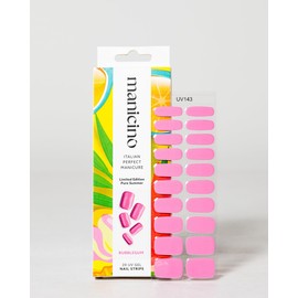 Manicino UV Nail Strips - Long-Lasting Easy Peel-and-Stick Semi-Cured Gel Wraps for DIY Manicure, Perfect for Salon-At-Home & Travel (Bubblegum, Standard)