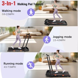 Walking Pad Treadmill, 2.5HP/300 lbs Capacity Foldable Handle Bar Incline Walking Pad, Compact Under Desk Treadmill for Home & Office, Space-Saving Electric Running Machine