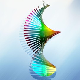 Aoedelyart Wind Spinner Rainbow Wave Wind Spinners for Yard and Garden,15in Hanging Kinetic Yard Art Wind Sculpture,3D Wind Spinners Outdoor & Indoor Rainbow Helix Garden Decor Christmas Ornaments