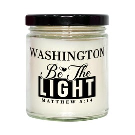 Bible Verse for Washington Candle,Christmas Gifts for Washington Be The Light Mattew 5:14 Gifts for Women Coworker Washington Name Birthday Candle Christmas Gifts, Housewarming, Soy Wax, Scented,