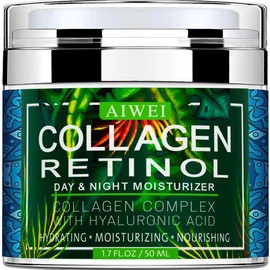 AIWEI Face Moisturizer Collagen Cream - Moisturizing, Hydrating & Recovery - Day Night Face Cream with Retinol and Hyaluronic Acid for Men & Women - 1.7 oz