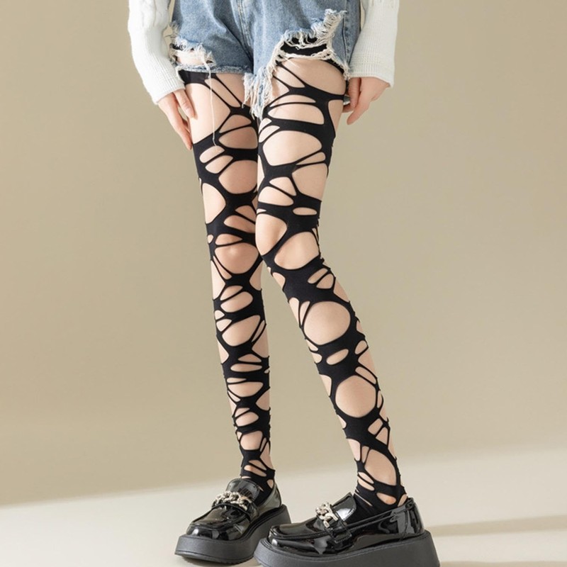 LCIEFKAE 2 Pieces Black Hollow Hole Socks, Creative Sexy Leggings,