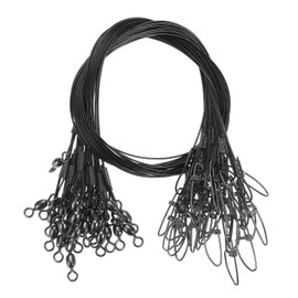 PATIKIL Fishing Wire Leader Line 125LB 21 Inch, 30Pcs Steel Heavy Saltwater Fishing Leader Line High Strength with Rolling Swivel and Snap, Black