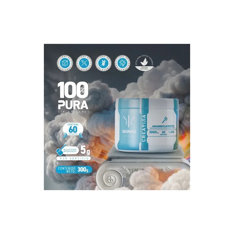 Olimpo, Creatina Monohidratada 100% Pura, Hefesto, 300g