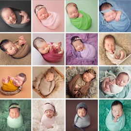 Uposao Baby Photography Blanket Newborn Stretch Knit Wrap Photography Props Blanket Stretch Swaddle Wrap for Boy Girl DIY Photoshoot Basket Wrapper