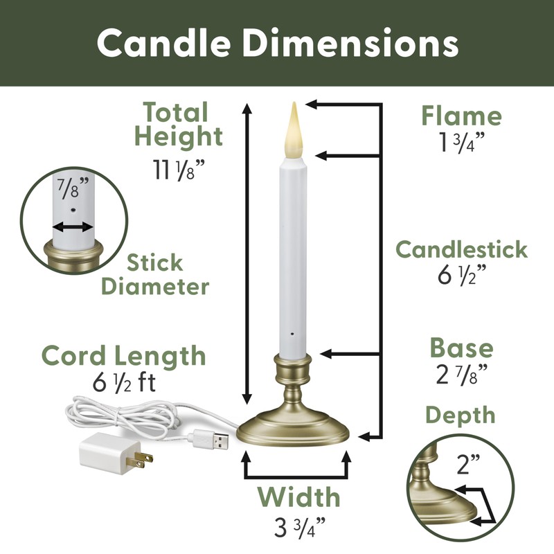 612 Vermont LED Electric Window Candles with Sensor Dusk to
